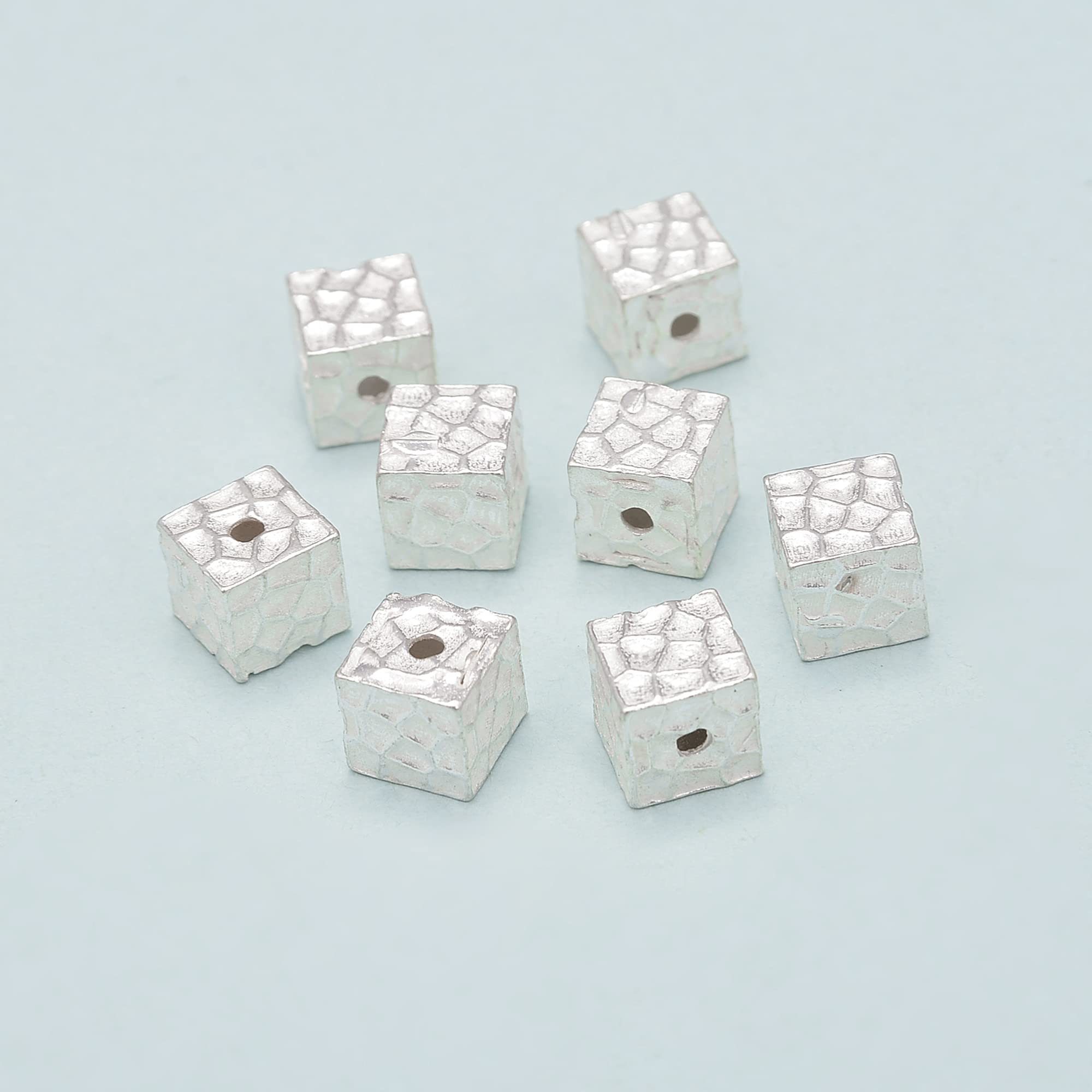 JM Design 6mm Sterling Silver Cube Beads - 4pcs per Bag for DIY Jewelry Making - Perfect for Necklaces, Bracelets & Earrings Crafting