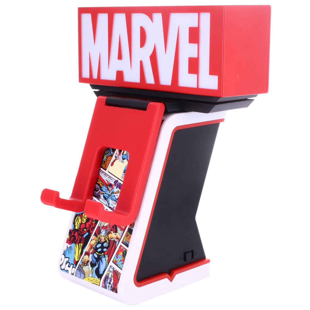 Cable Guys LED IKONS Marvel Red Brick Logo Illuminated Device Holder - Superhero-Themed Phone Stand & Charging Station for Marvel Fans