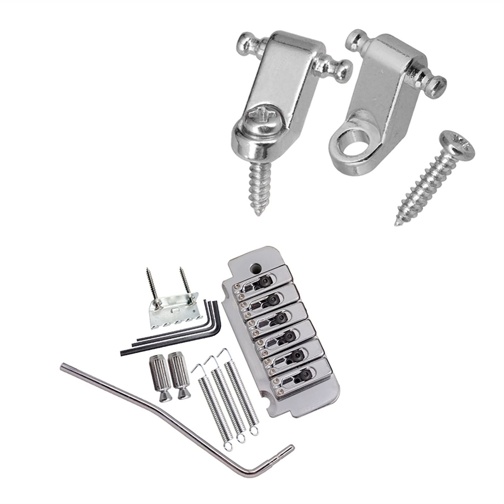 Electric Guitar Bridge Saddle Set - 1 Pack Iron Roller Saddle with Tremolo Bridge & String Retainer for DIY Guitar Parts & Tailpiece Replacement | Perfect for Guitar Repair, Upgrades & Custom Builds