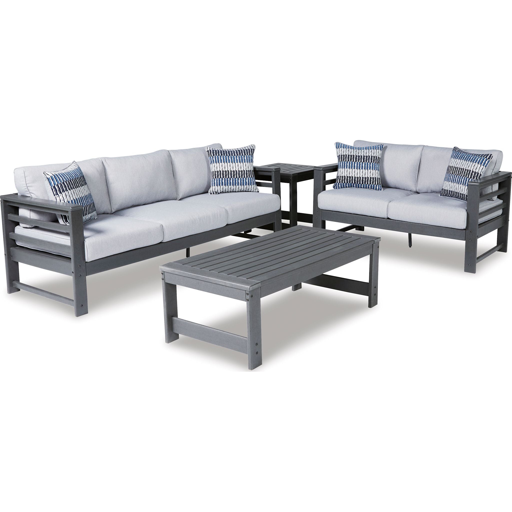 Amora Outdoor Loveseat with Cushion - Waterproof Patio Furniture Set, Charcoal Gray - Perfect for Garden, Backyard, Poolside & Balcony Relaxation