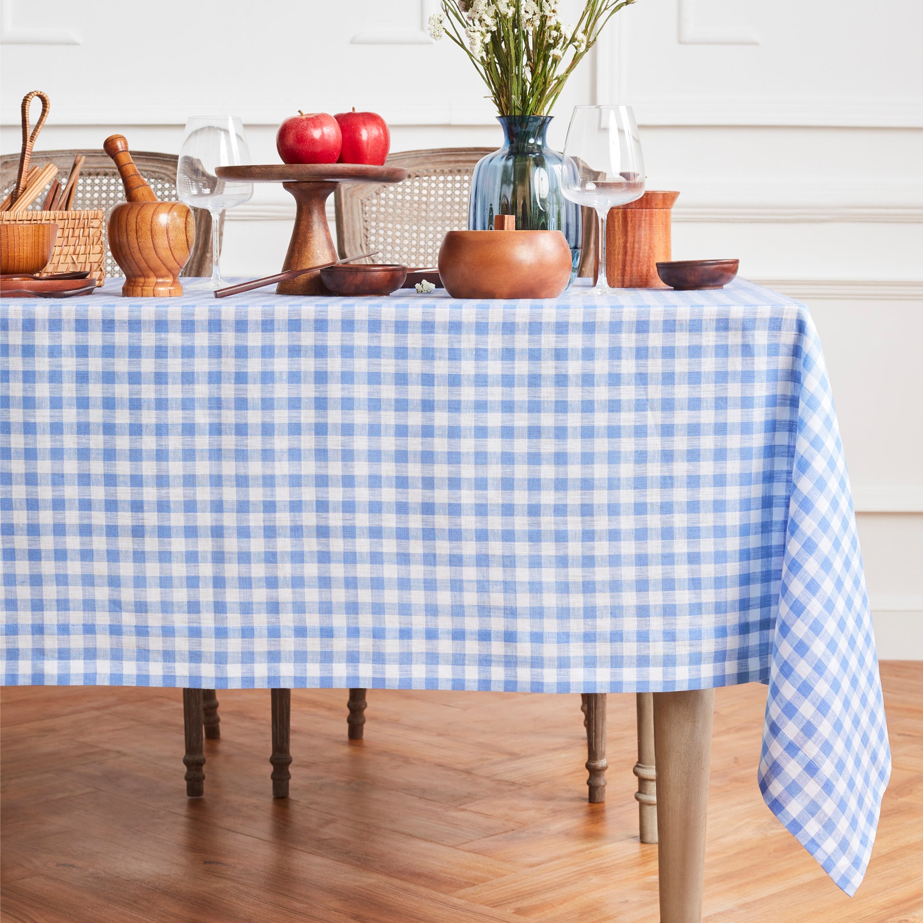 Hydrangea Blue Gingham