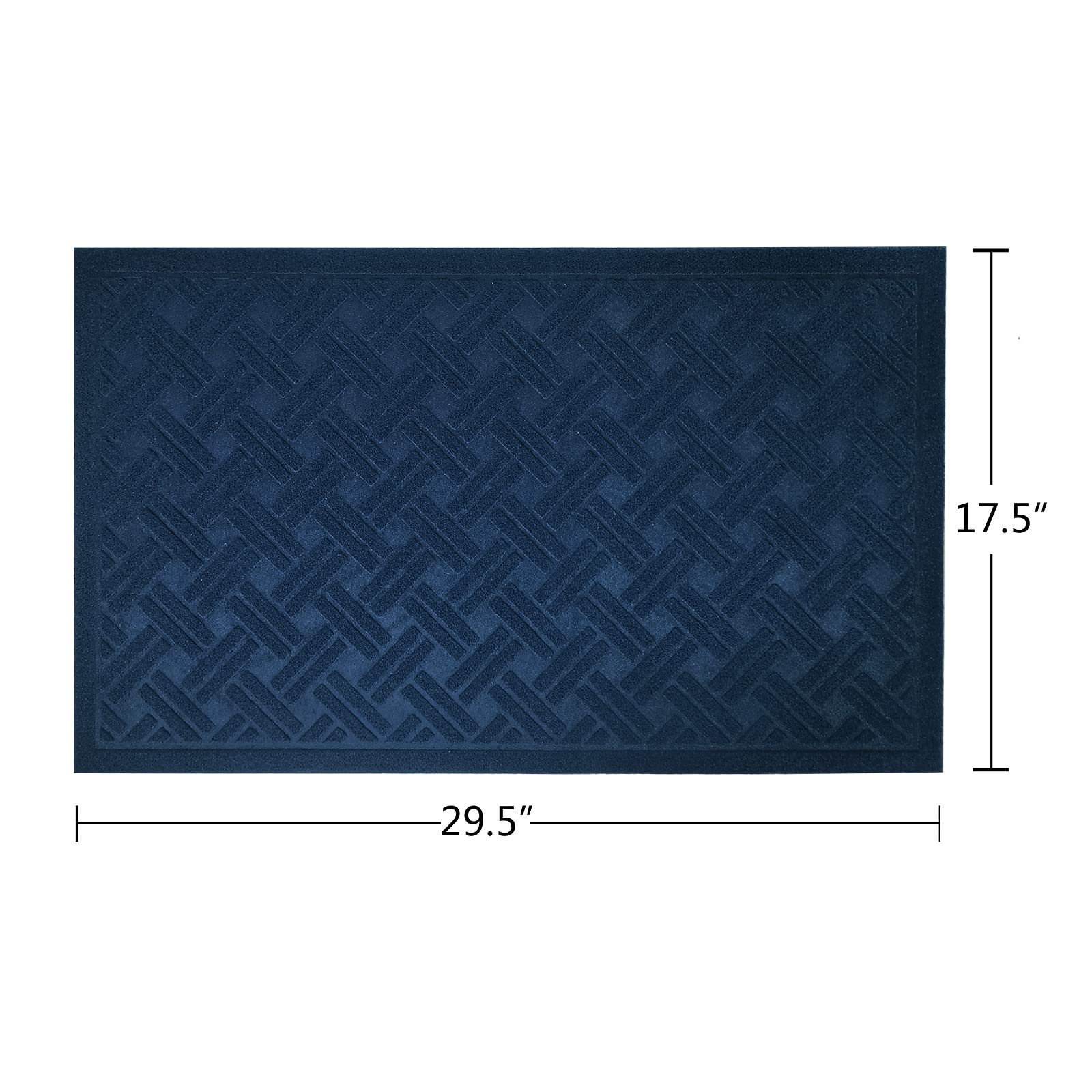 Waterproof Front Door Mat Outdoor - Non-Slip Entrance Rug with Cross Hatch Design for Shoes, Dirt and Mud Trapping - Washable Low Profile Doormat for Patio, Porch & Garage (Dark Blue) - Perfect for High Traffic Areas & All Weather Conditions