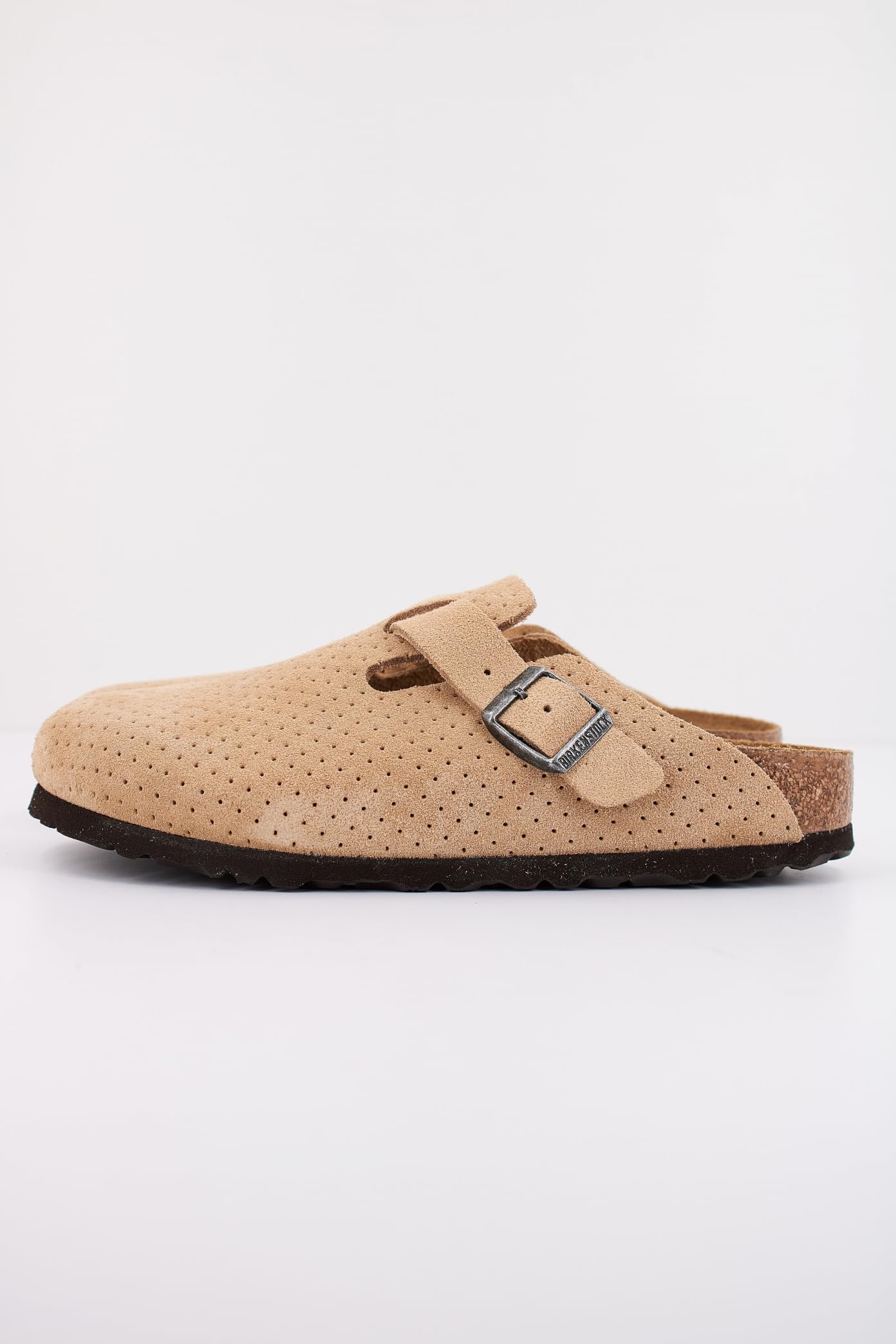 Birkenstock Boston Soft Footbed Clogs for Women - Suede Embossed Dots in Beige | Comfortable House Shoes for Relaxing at Home & Casual Outings