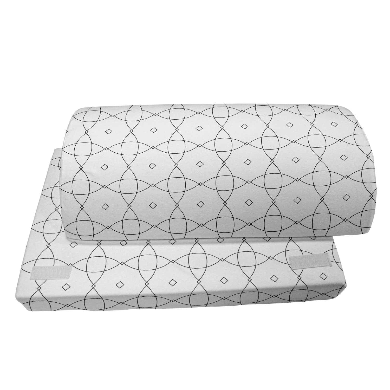 Ambesonne Ergonomic Memory Foam Foot Rest - Hand-Drawn Abstract Geometric Design with Non-Slip Backing, Adjustable Leg Support for Office & Home (Charcoal Grey/White) - Perfect for Work Desks, Gaming Chairs, and Living Room Comfort