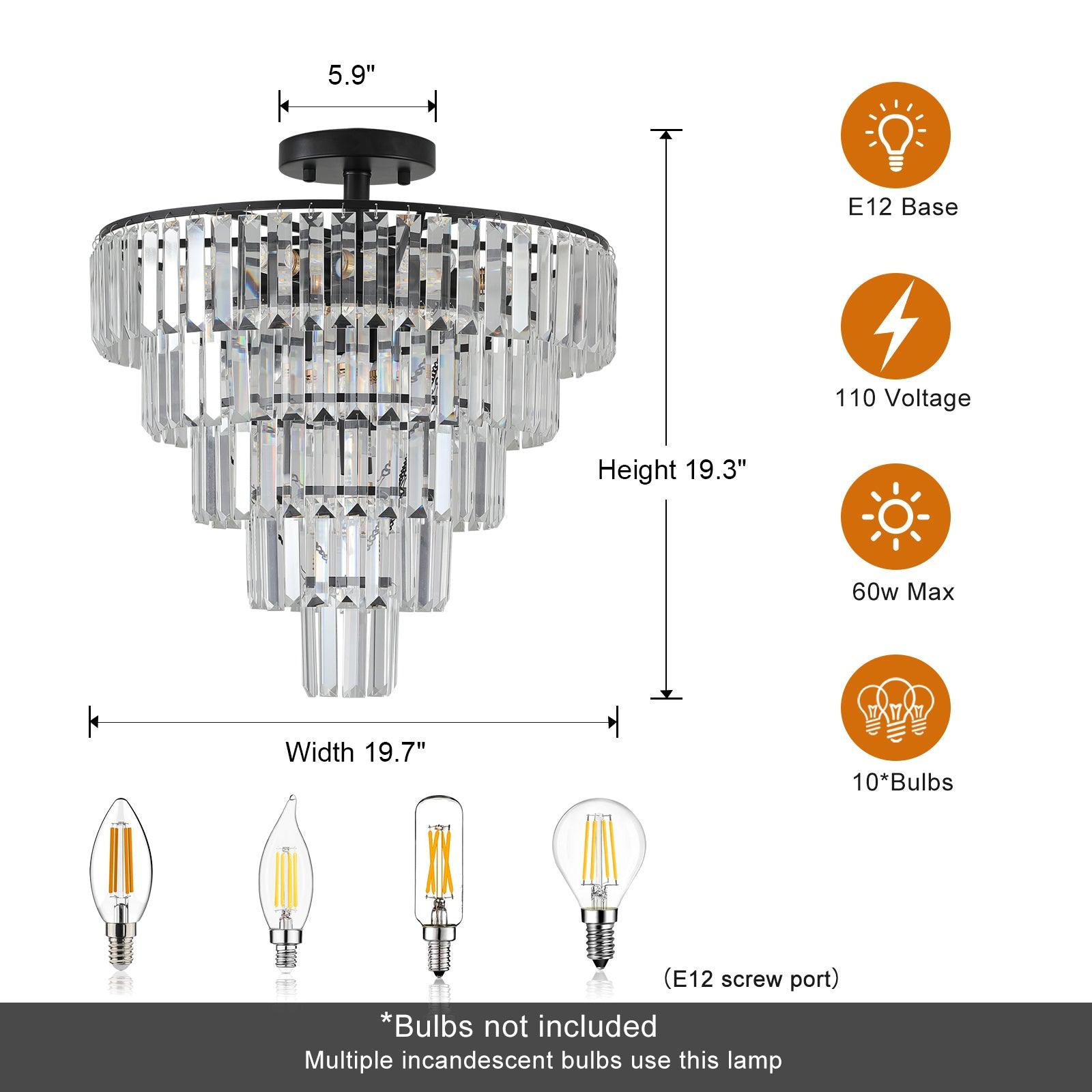 Modern Black Large Crystal Chandelier - Elegant Lighting Fixture for Dining Room, Living Room & Bedroom | Bulbs Not Included | Perfect for Weddings, Luxury Homes & Interior Decor
