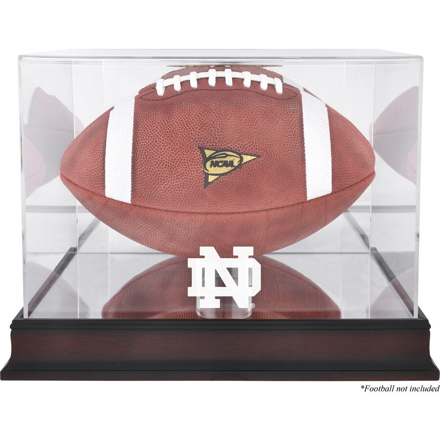 Notre Dame Fighting Irish Mahogany Wood Football Display Case with Mirror Back - Perfect for Collectibles, Memorabilia, and Home Decor