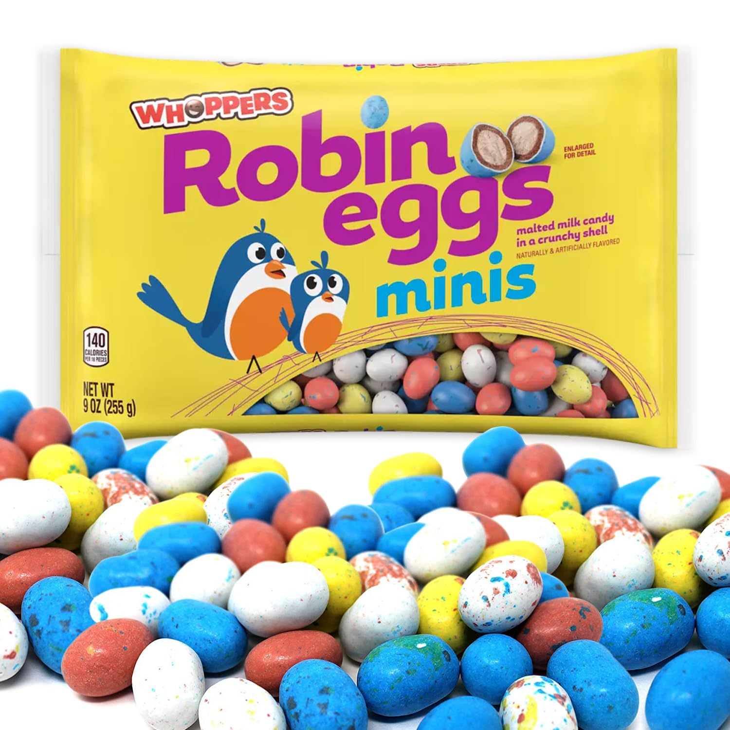 Robin Eggs Whoppers Chocolate Candy 9oz Pack - Malted Milk Balls Easter Treats with Speckled Pastel Shells - Crunchy Easter Basket Stuffers for Kids & Adults - Perfect for Easter Gifts, Parties, and Holiday Snacking