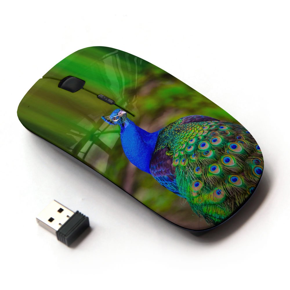 2.4G Wireless Optical Mouse - Peacock Green, Vibrant Purple & Blue - Ergonomic Design for Laptop, PC, Mac - Perfect for Office, Gaming & Travel