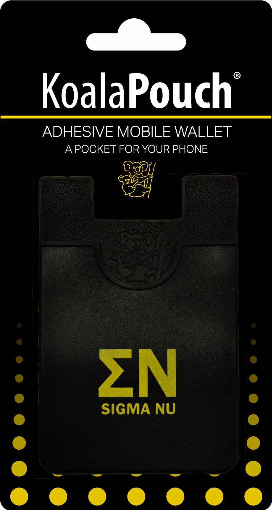 Sigma Nu Koala Pouch - Adhesive Phone Wallet for iPhone & Samsung - Slim Sticky Cell Phone Pocket for Credit Cards, ID & Cash - Perfect for College, Travel & Everyday Use