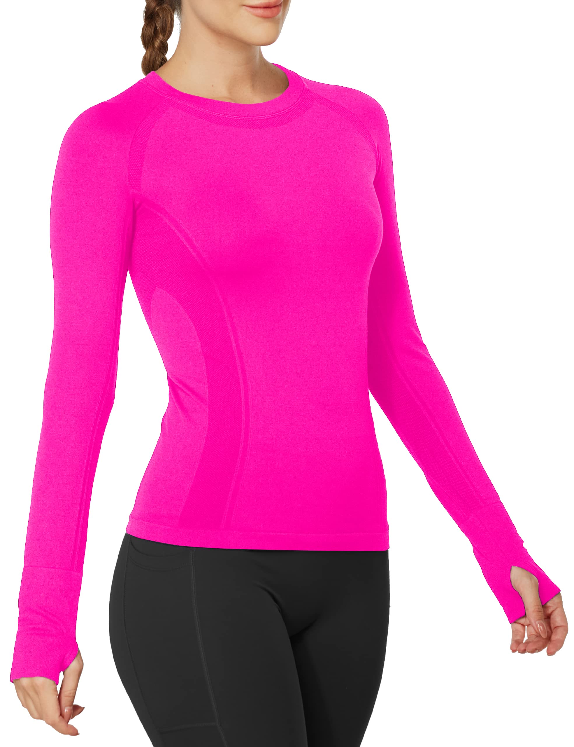 MathCat Women's Long Sleeve Workout Shirts - Quick Dry Athletic Gym Tops & Seamless Yoga Shirts for Women - Perfect for Running, Yoga & Fitness Training
