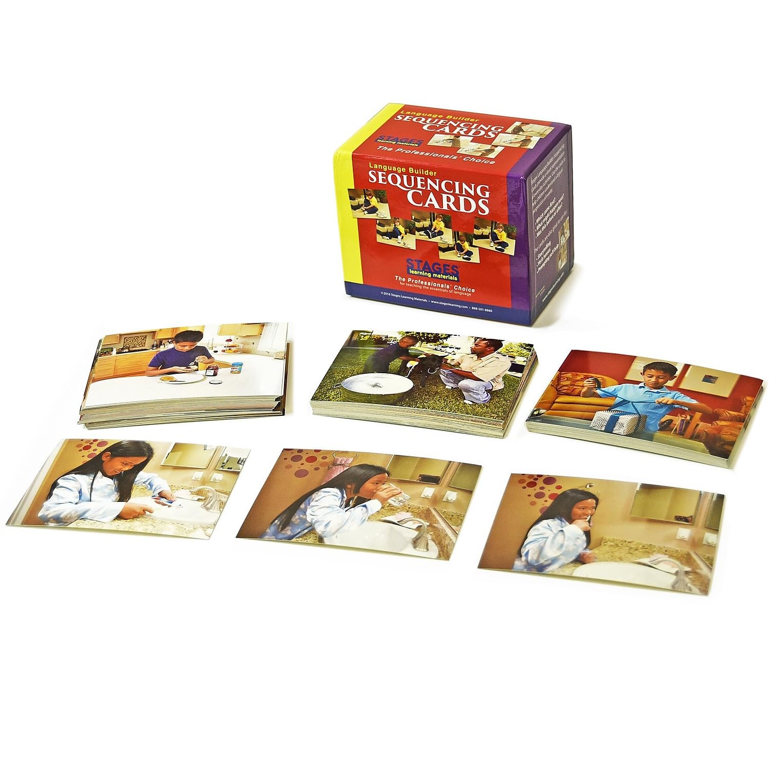 Stages Learning Materials Language Builder Picture Cards & Sequencing Cards (SLM005) - Educational Flash Cards for Autism, Speech Therapy & ESL Learning - Perfect for Classrooms, Homeschooling & Special Needs Education