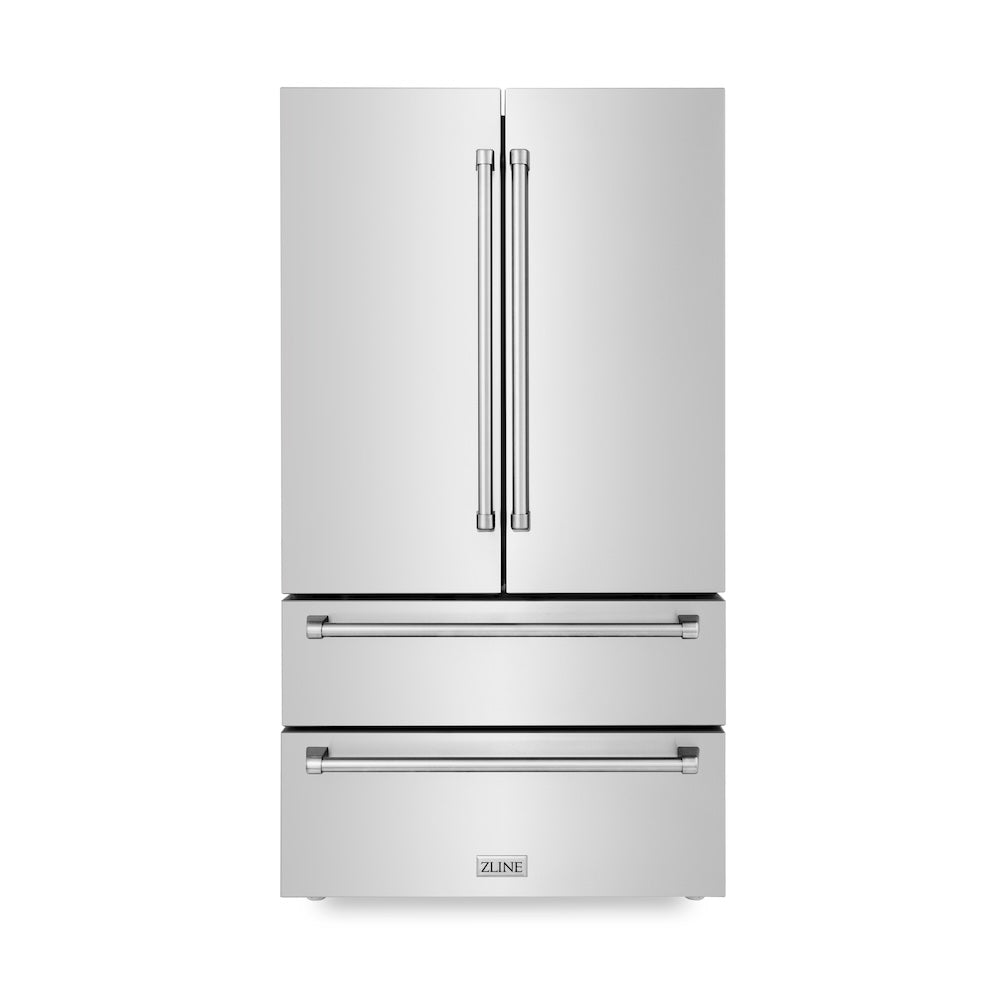 ZLINE 36 Inch Counter Depth French Door Refrigerator with Ice Maker - 22.5 cu.ft Stainless Steel Fingerprint Resistant (RFM 36) - Perfect for Modern Kitchens & Open Concept Homes