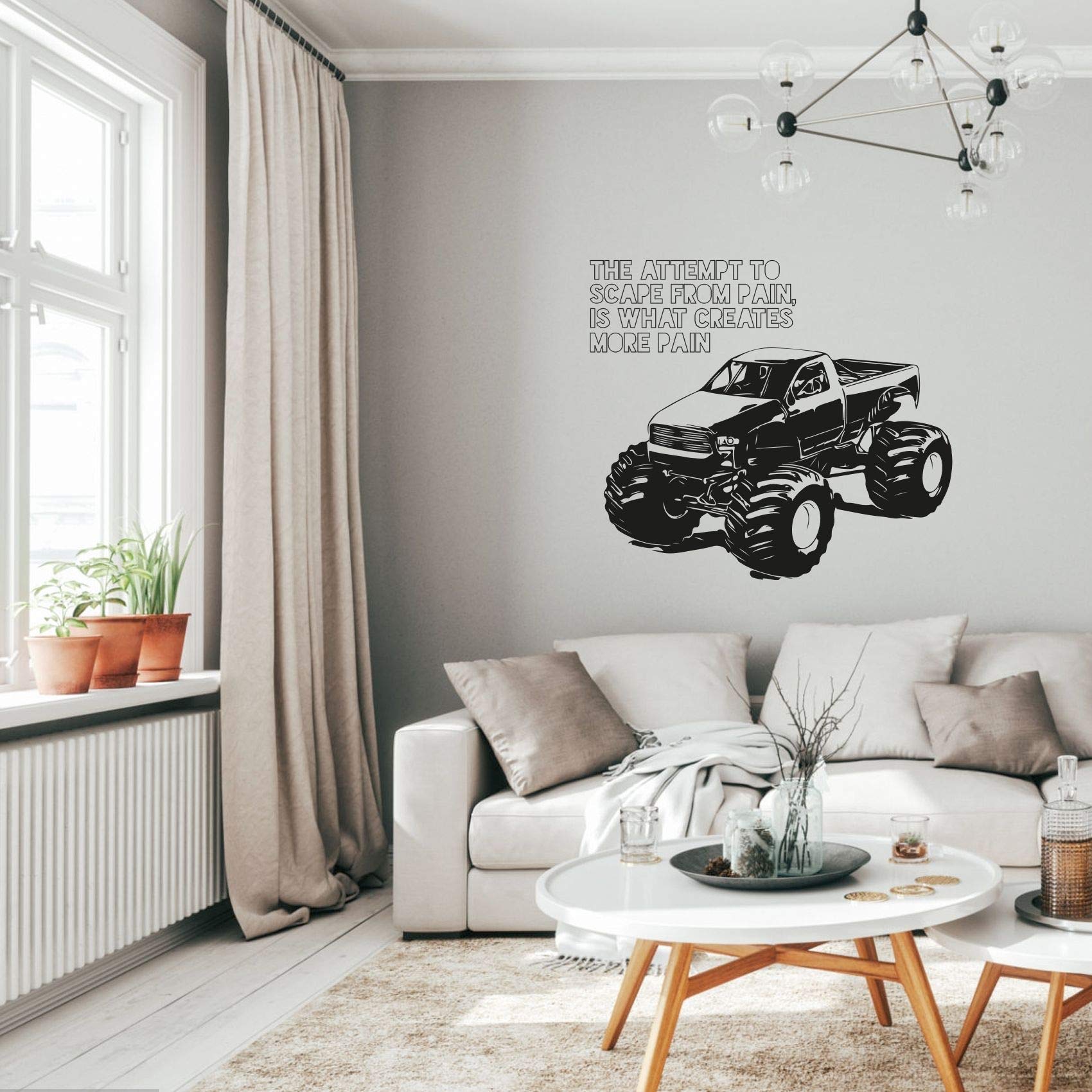 Monster Truck Wall Decal - 30x30 Inch Vinyl Sticker for Kids Room, Nursery & Home Decor - Fun Art Quote for Boys & Girls - Perfect for Bedroom, Kindergarten & Playroom
