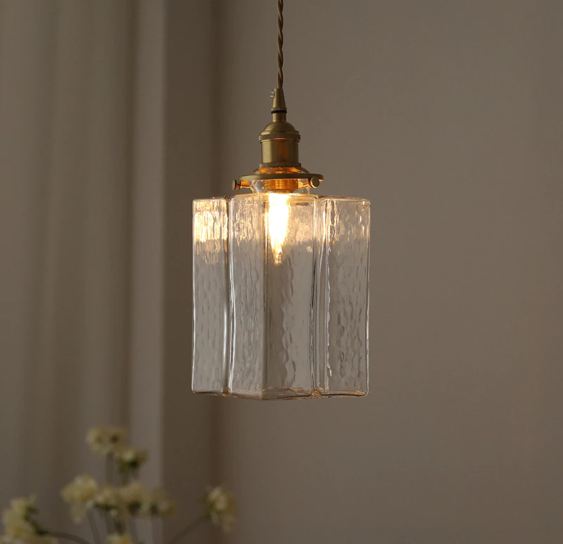 Vintage Jewel Glass & Brass Pendant Light - Elegant Ceiling Fixture for Dining Room, Kitchen Island & Bedroom Lighting