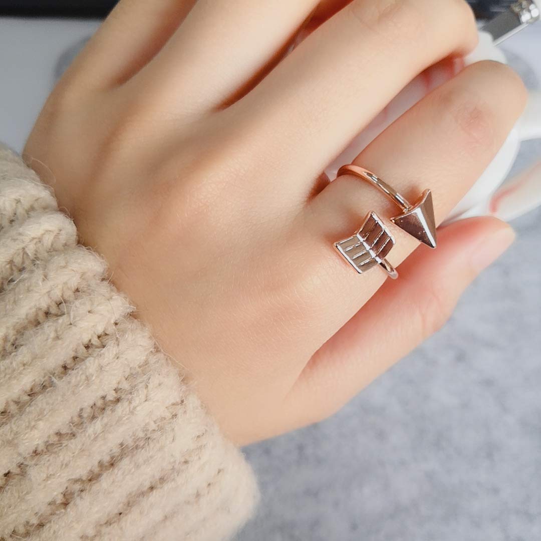 NOUMANDA Adjustable Gold Silver & Rose Gold Plated Arrow Rings for Women - Dainty Minimalist Stackable Jewelry for Everyday Wear, Gifts & Special Occasions