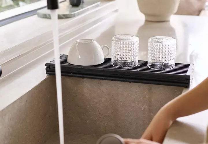 Foldable Grey Sink Drainer - Space Saving Dish Drying Rack for Kitchen Countertops | Perfect for Small Apartments & RVs