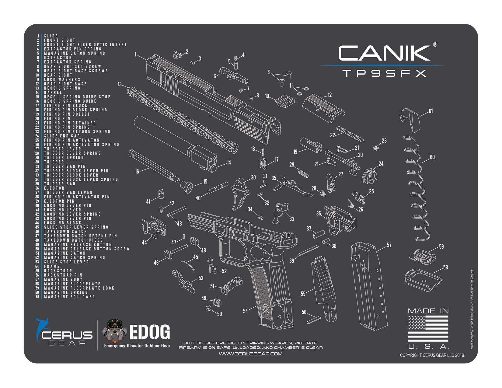 Canik TP9 SFX Gun Cleaning Kit - Pistol Maintenance Set with Cleaning Mat, Hoppes Oil, Solvent, CLP Cleaner, Brushes & Patches for 9mm & .45 Caliber - Perfect for Range Days & Home Gun Care