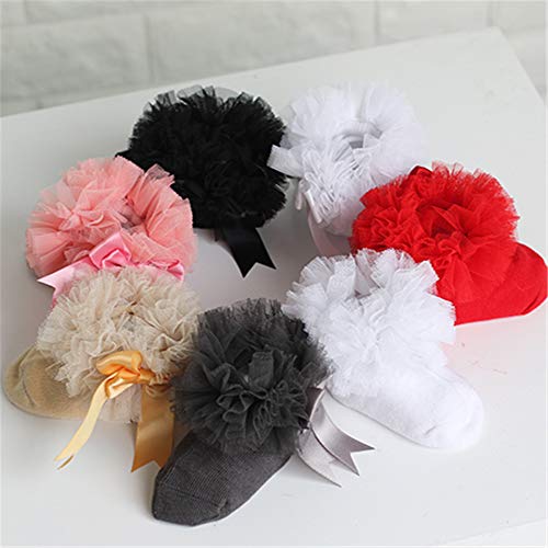 Baby Girl Socks 0-2 Years - Lace Bowknot Cotton Socks for Newborns & Toddlers - Perfect for Daily Wear & Special Occasions