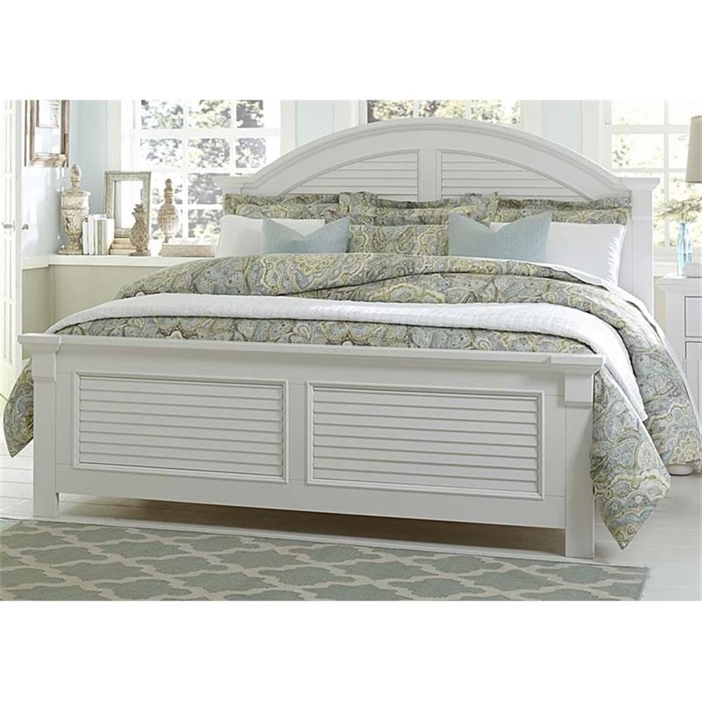 Home Square 2-Piece King Size Bedroom Set - Summer House Style Panel Bed with Matching Nightstand | Perfect for Master Bedrooms & Guest Rooms