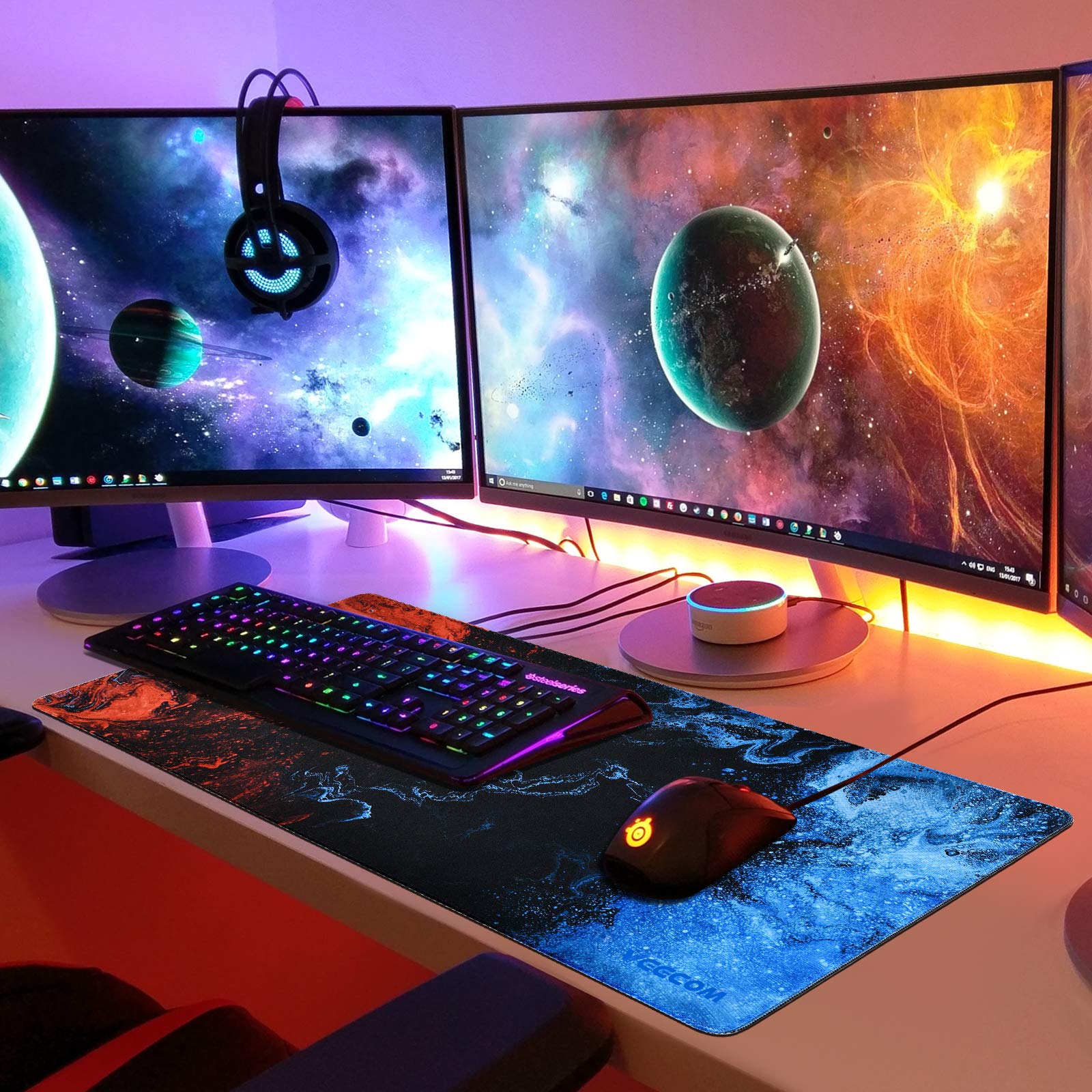 Veecom Large Gaming Mouse Pad 800x400x3mm - Non-Slip Extended Mouse Mat for PC, Laptop & Keyboard - Blue XL Desk Mousepad for Gamers, Office & Home Use