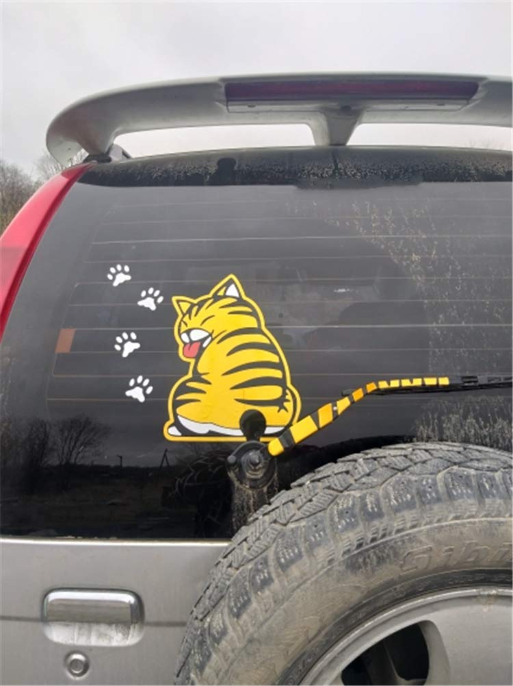 3D Creative Cat Wagging Tail Car Windshield Wiper Sticker - Fun Cartoon Car Decoration for Rear Window & Glass - Perfect for Car Enthusiasts & Pet Lovers (Great for Gifts, Car Shows & Personalizing Your Vehicle)