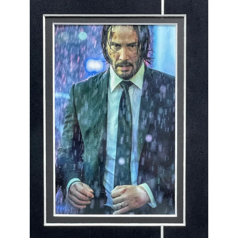Keanu Reeves Autographed John Wick Movie Car License Plate Photo - Framed Collage with BAS COA Certificate | Perfect for Movie Memorabilia Collectors & Home Theater Decor