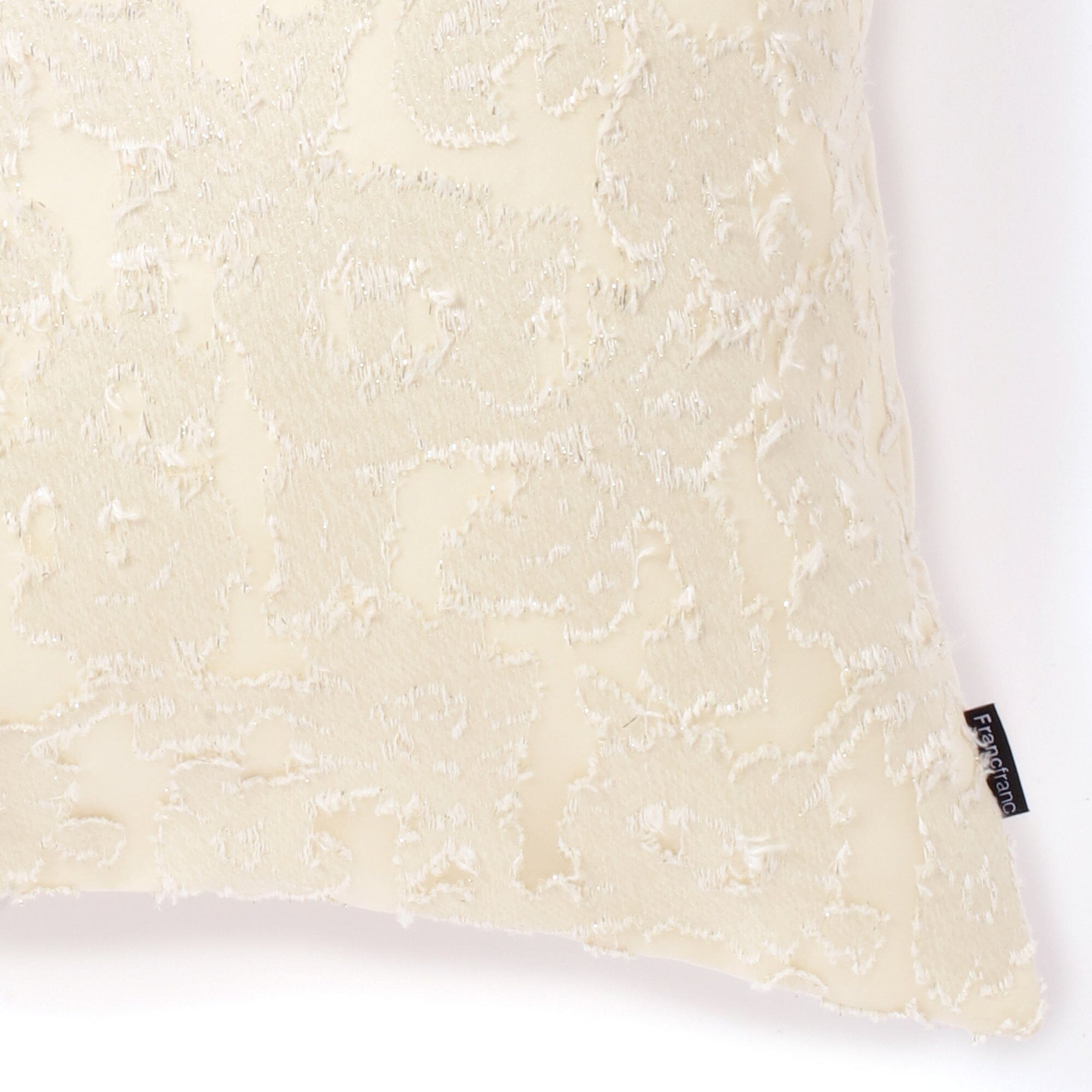 Jq Flower Cushion Cover 18x18 Inches Ivory & Silver - Decorative Pillow Case for Sofa, Bedroom, Living Room Home Decor