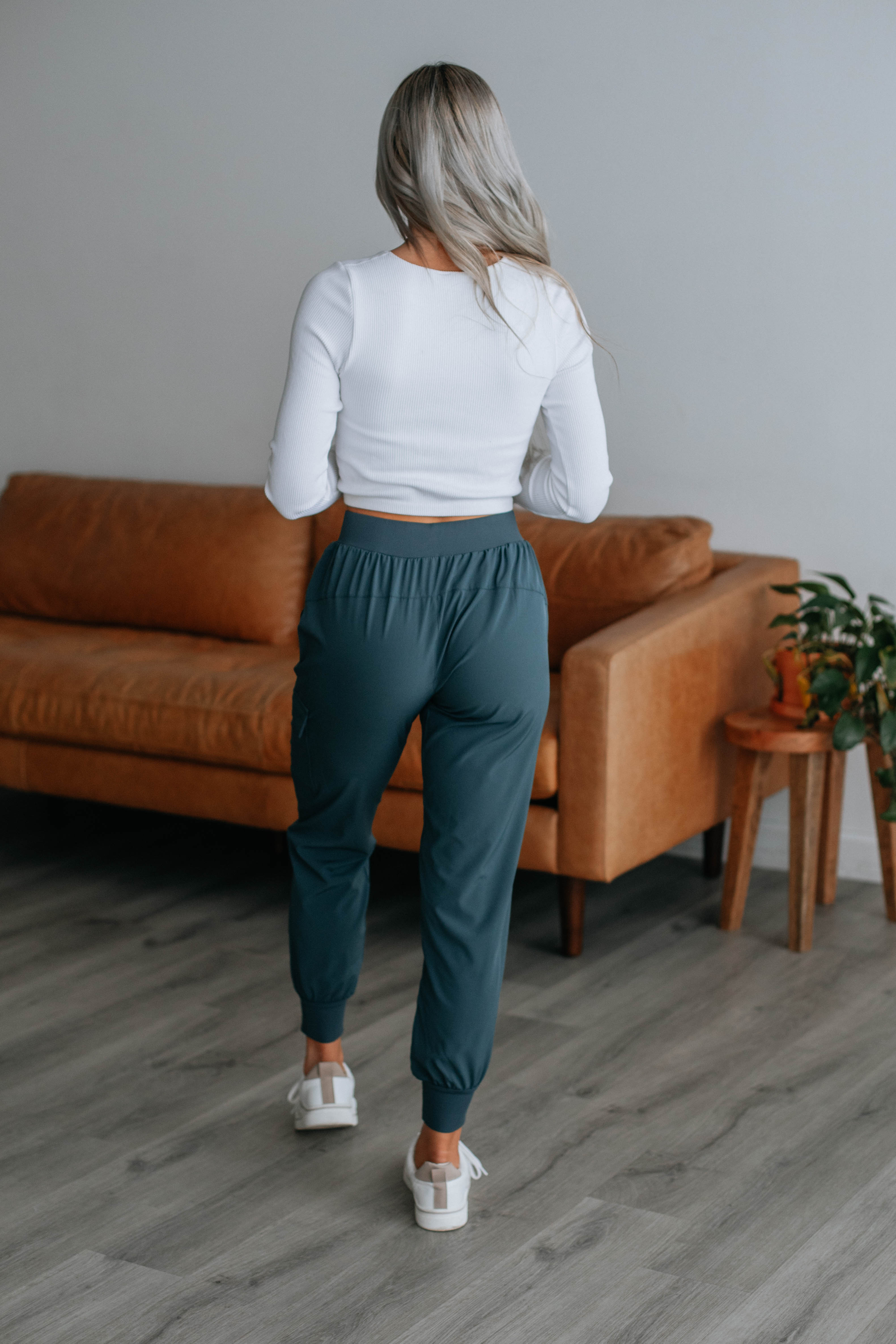 Malena Active Joggers for Women - High Waisted Yoga Pants with Pockets - Peacock Blue Athletic Running Lounge Pants - Perfect for Yoga, Gym, Running and Casual Wear