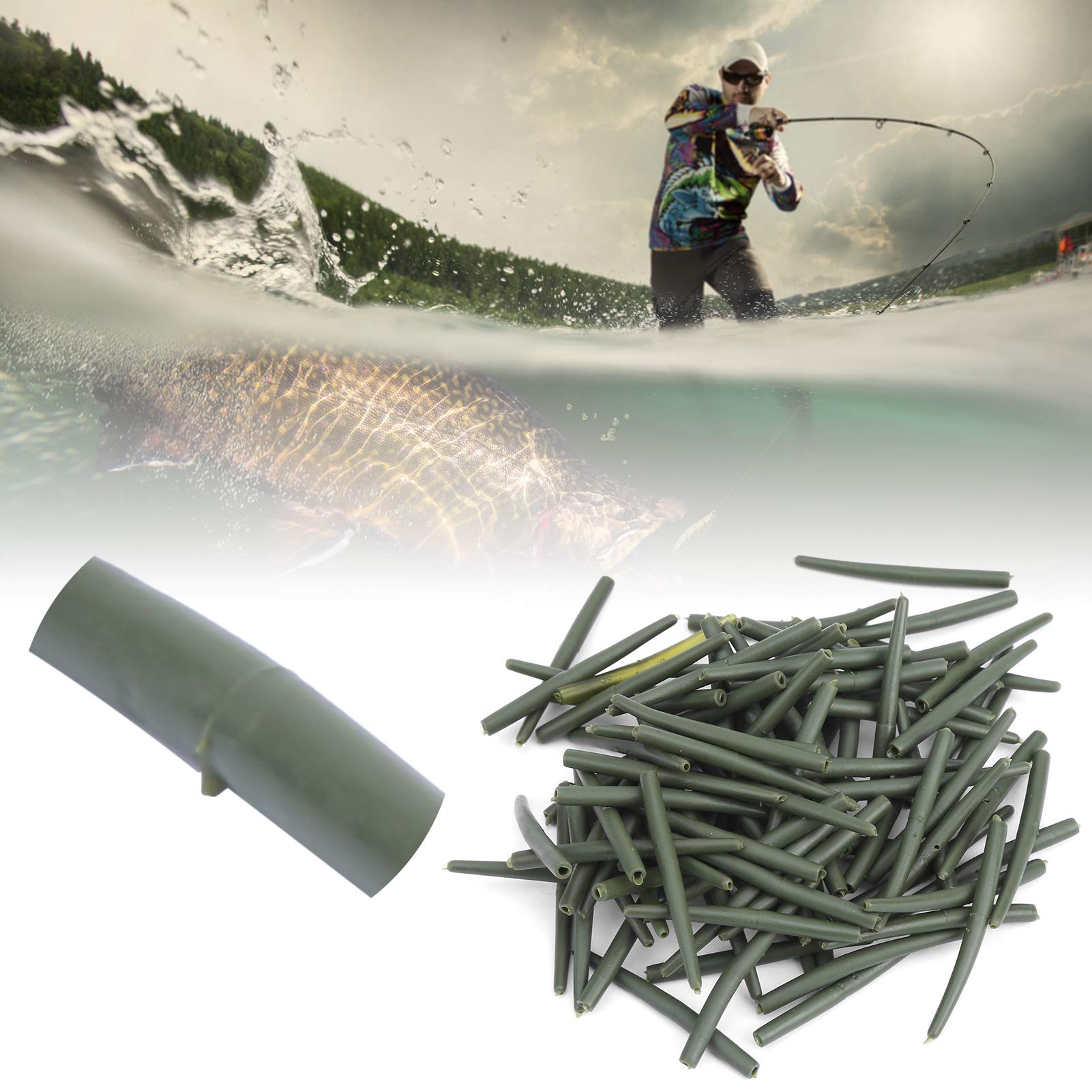 100Pcs Anti-Tangle Fishing Sleeves - Durable Rubber Fishing Line Protectors for Anglers | Perfect for Freshwater & Saltwater Fishing, Boat Trips, and Outdoor Adventures