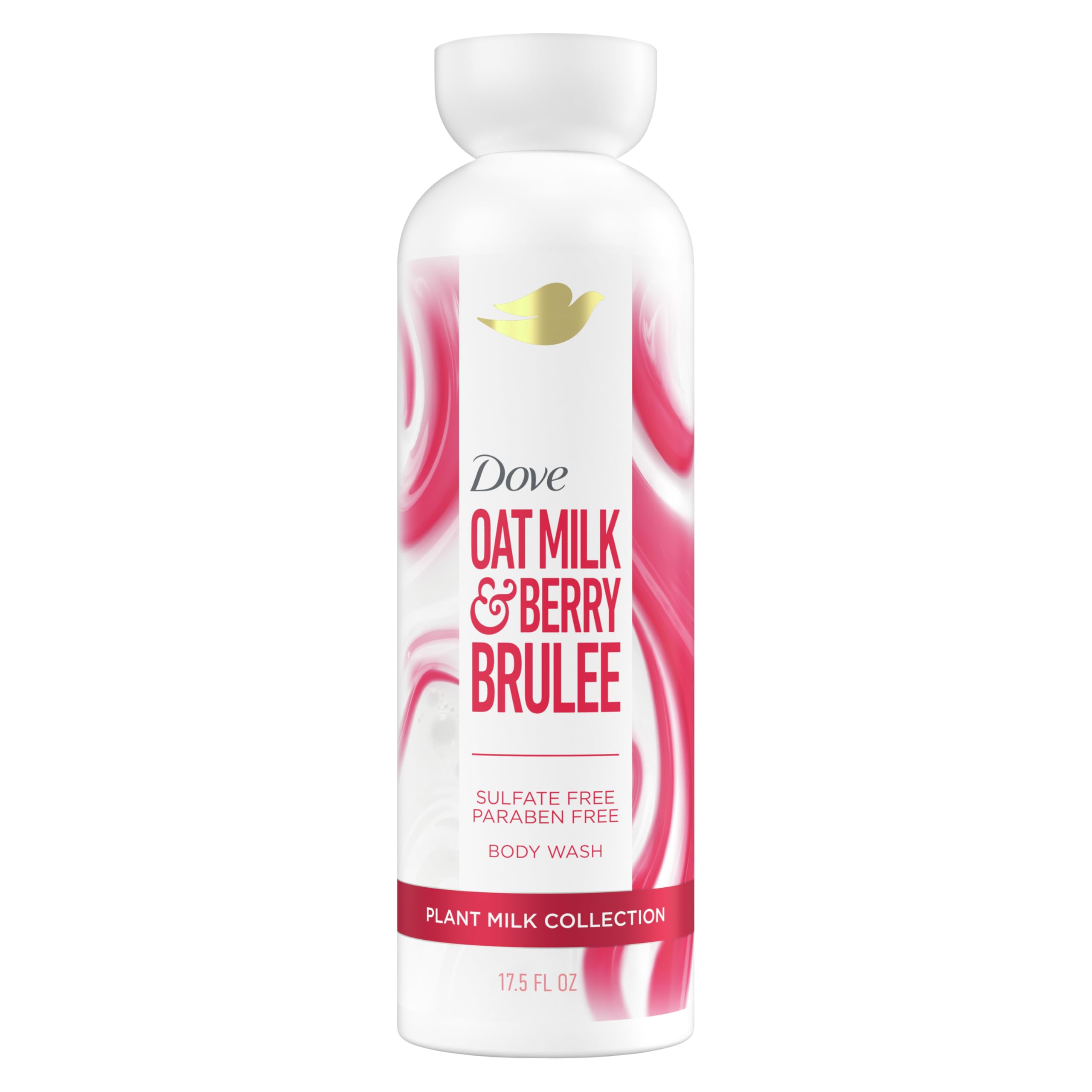 Dove Plant Milk Body Wash with Oat Milk & Berry Brulee - Sulfate-Free, Paraben-Free, pH Balanced Gentle Cleanser for Dry & Sensitive Skin (17.5 fl oz) | Hydrating Shower Gel for Daily Moisturizing & Relaxing Bath Time