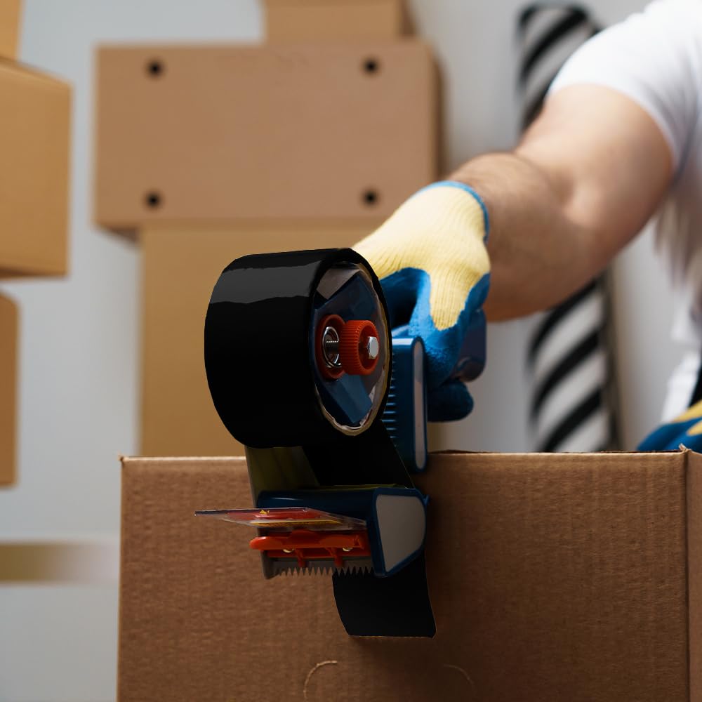 PSBM Black Packing Tape 2 Inch x 110 Yards - 36 Pack Heavy Duty Colored Packaging Tape for Dispenser Refill | Moving, Storage & Shipping Supplies | Perfect for Home, Office & Warehouse Use