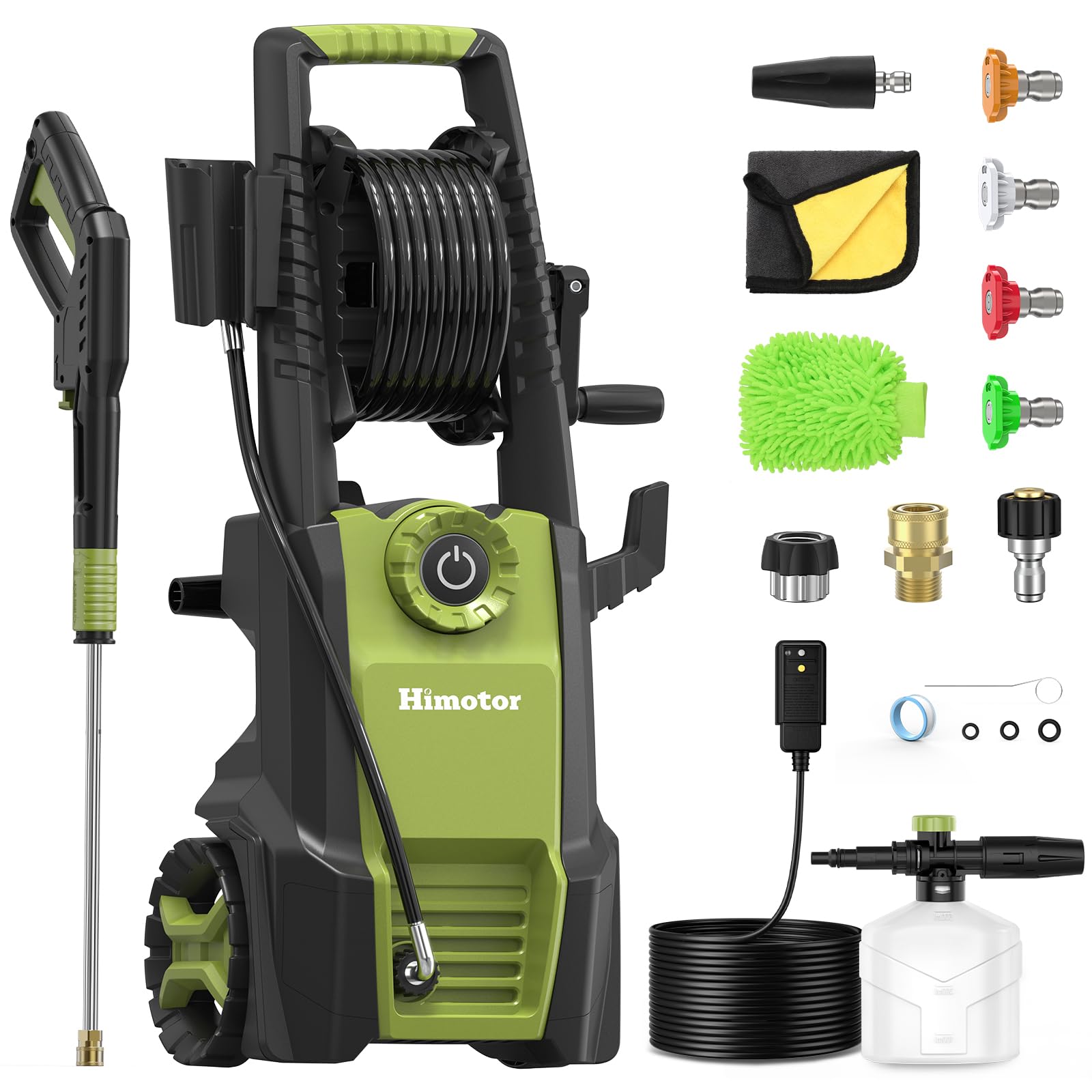 4500PSI Electric Pressure Washer with Adjustable PSI Switch - 3.0 GPM High Power Washer with 5 Nozzles & 500ml Foam Cannon - Portable Pressure Cleaner for Cars, Driveways, Fences, Patios - Perfect for Home, Garage and Outdoor Cleaning