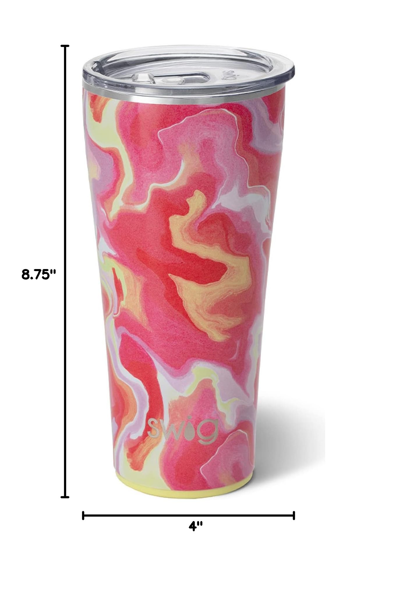 32oz Insulated Stainless Steel Tumbler with Lid - Leakproof Travel Coffee Mug, Cup Holder Friendly, Hot & Cold Beverage Thermos (Pink Lemonade) - Perfect for Office, Commuting, Camping & Outdoor Activities