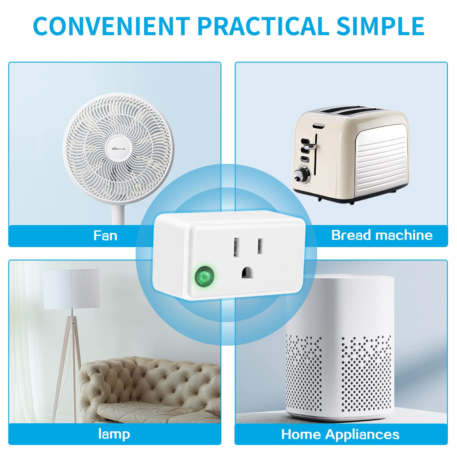 Smart Wireless Remote Control Outlet Plug Kit - 5 Electrical Outlets with 2 Remotes for Lights, Fans & Small Appliances (1800W/15A, White) | Long Range Home Automation & Smart Living Solution