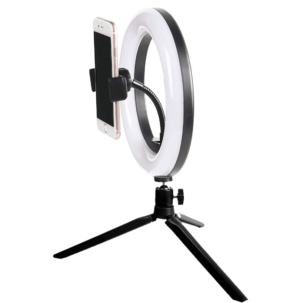 Vivitar 8 Inch LED Ring Light with Tripod Stand & Phone Holder - USB Powered Video Lighting for Streaming, Vlogging, Makeup Photography - Perfect for YouTube, TikTok Live, Zoom Meetings & Home Studio Setup (White)