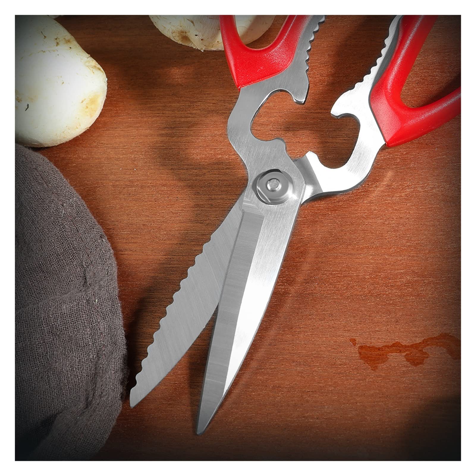Premium Stainless Steel Kitchen Scissors - Heavy Duty Fruit & Vegetable Shears with Protective Cover | Magnetic Design for Easy Storage | Ideal for Cooking, Food Prep, and Crafting Projects