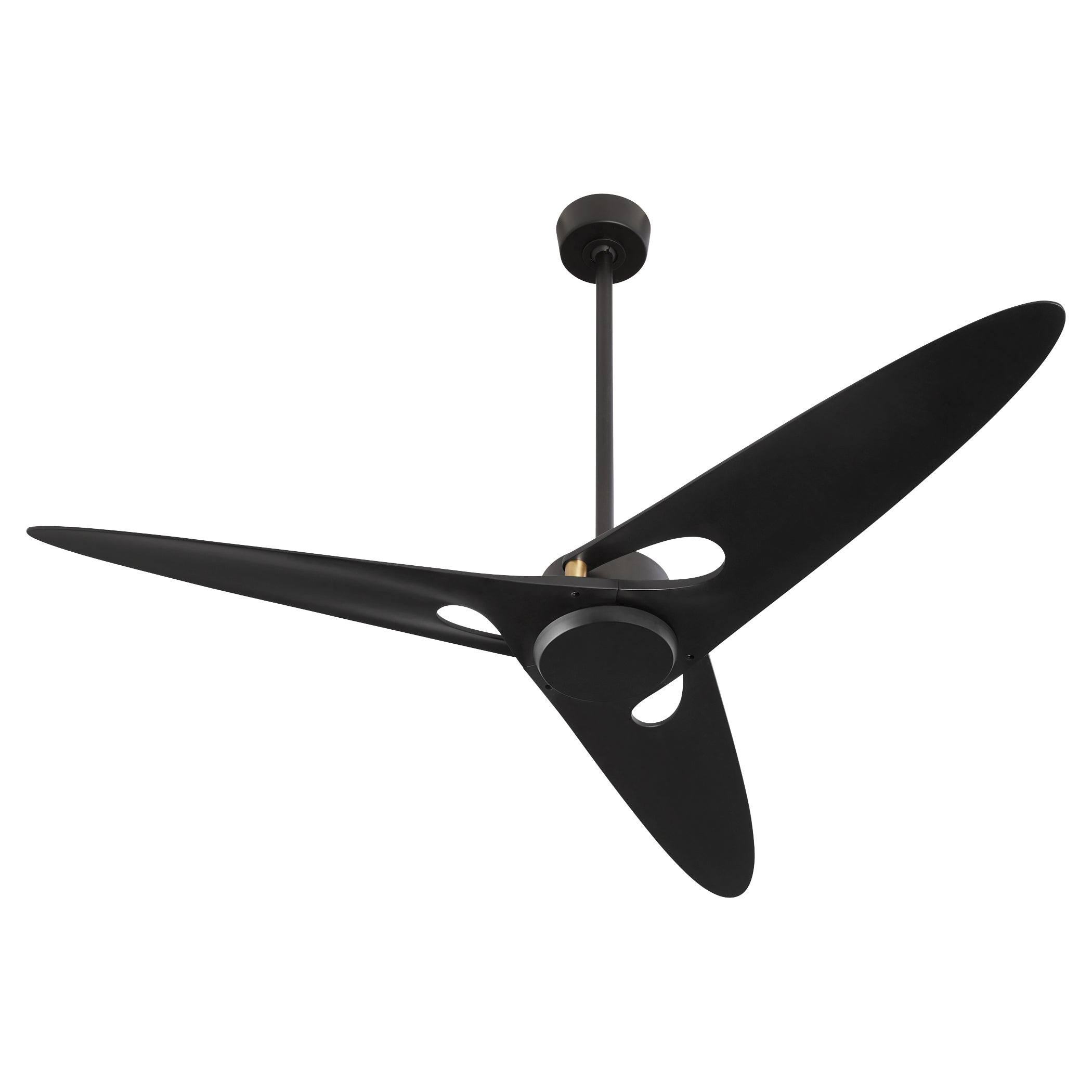 Oxygen APOGEE 3 132 15 Inch 3-Blade Ceiling Fan with LED Light and Wall Control - Black with Aged Brass Pillars for Living Room, Bedroom, or Office