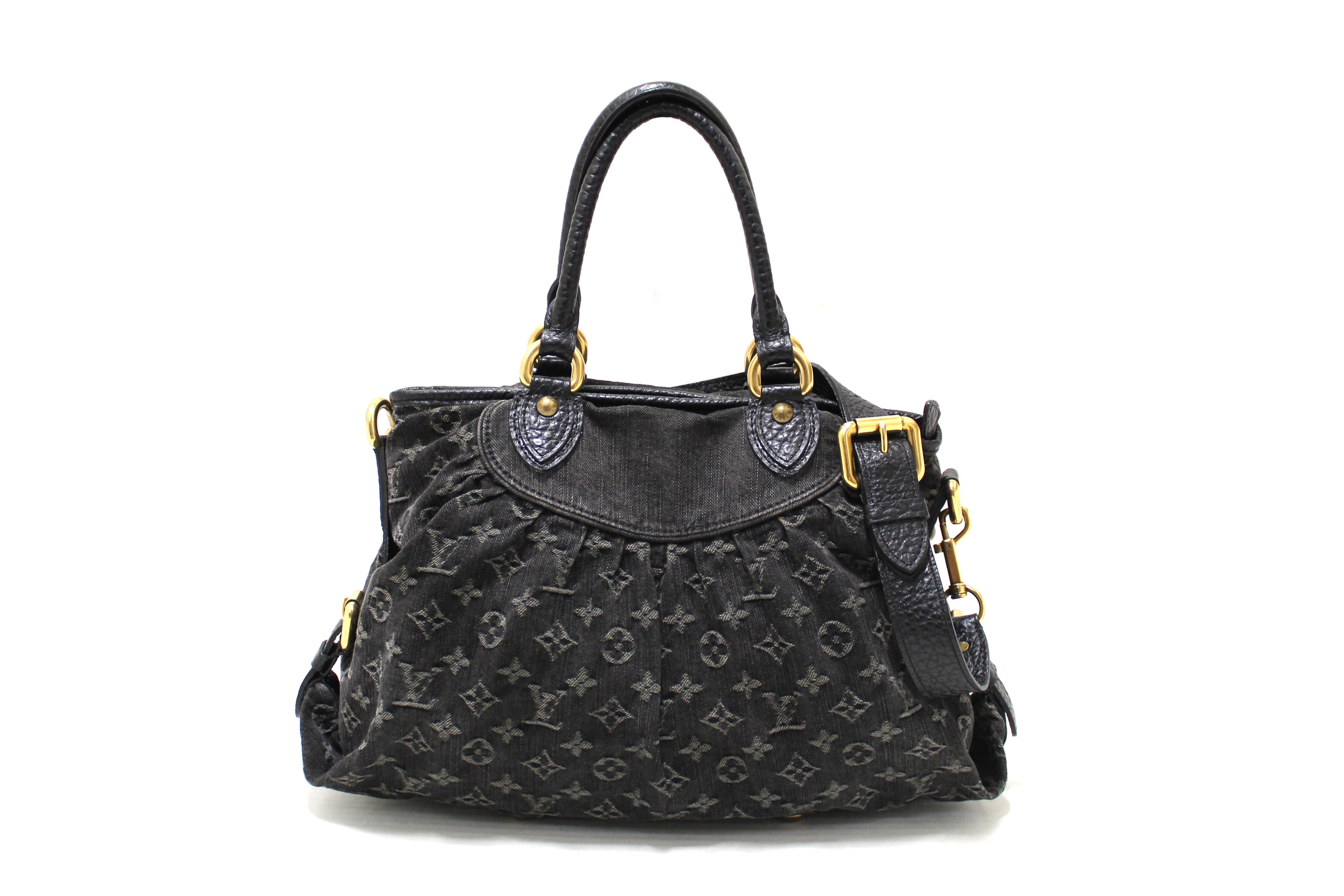 Authentic Louis Vuitton Black Monogram Denim Neo Cabby PM Shoulder Bag for Women - Luxury Designer Crossbody Purse for Work, Travel & Everyday Use