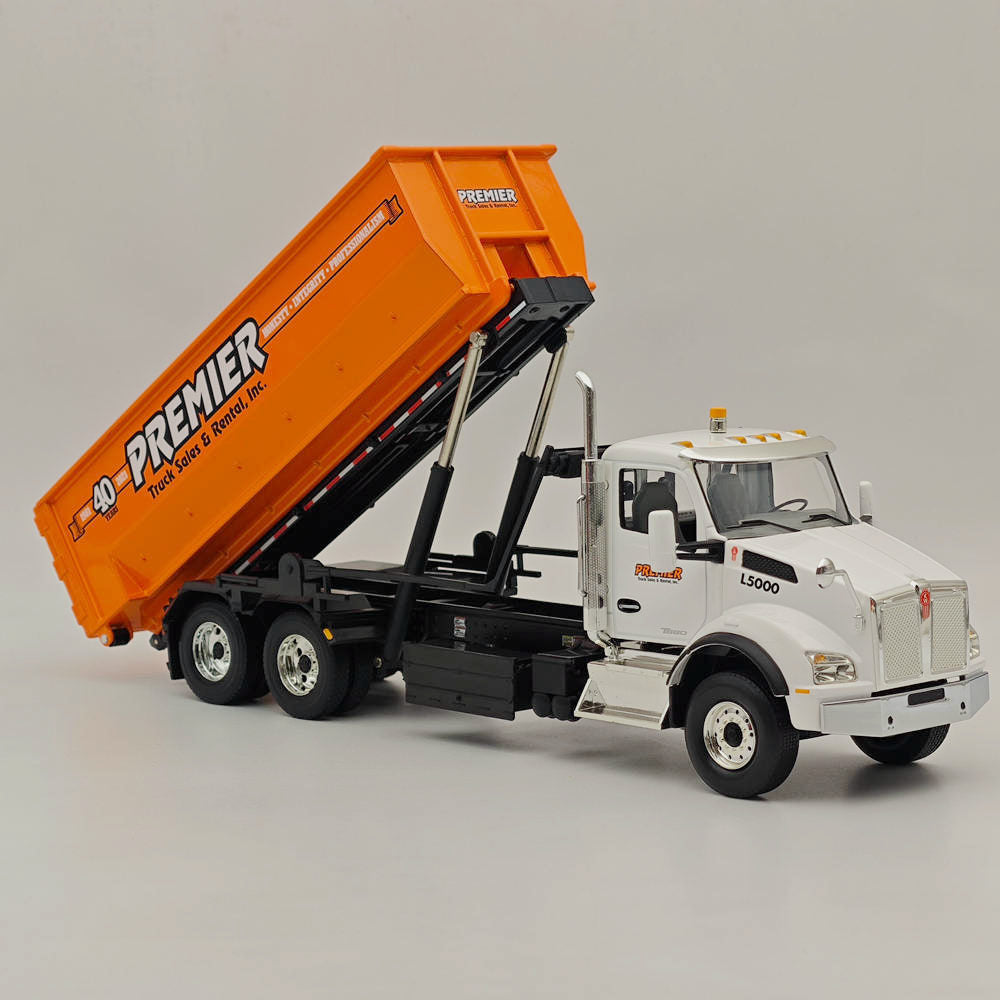 1/34 Scale Kenworth T880 Diecast Truck with Tub Style Roll-Off Container - Collectible Model for Display, Gifts, and Truck Enthusiasts