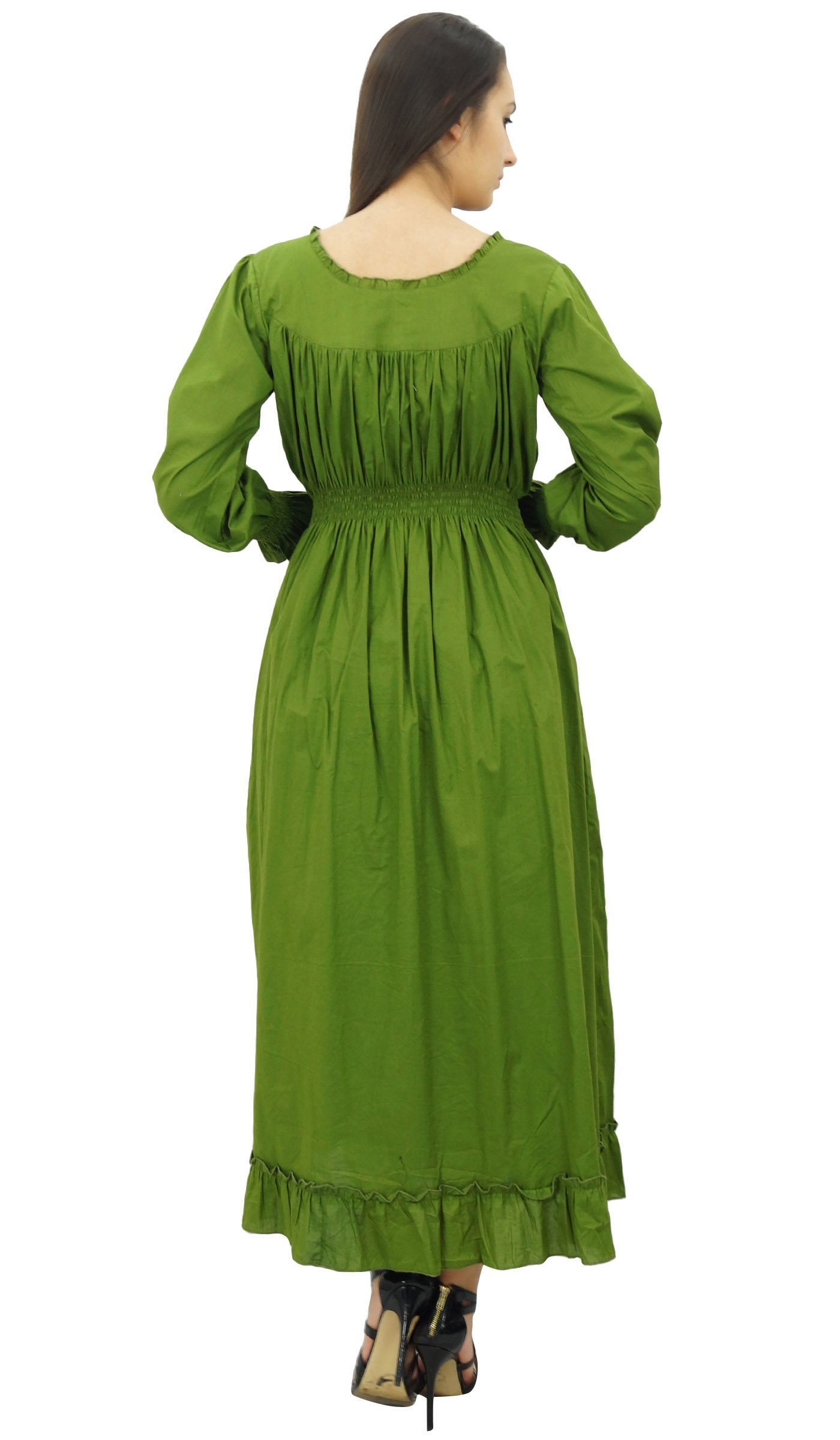 Bimba Women's Cotton Smocked Waist Long Maxi Dress - Comfortable Casual Summer Beach Dress for Vacation, Party & Everyday Wear