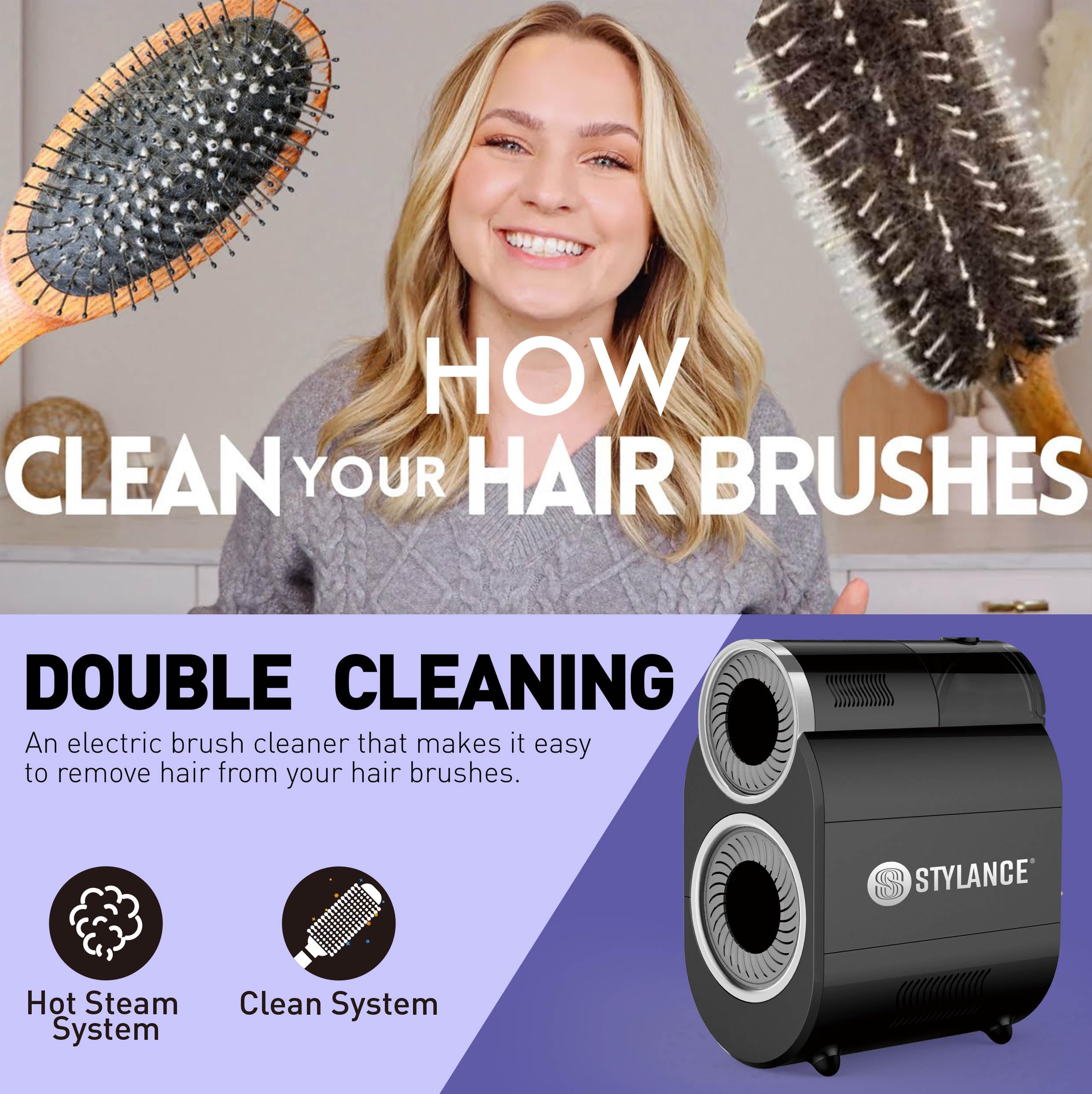 Electric Automatic Hair Brush Cleaner - Fast & Professional Round Brush Cleaning Tool for Removing Hair & Dust - Perfect for Home & Salon Use (Black) | Ideal for Stylists, Salons & Personal Hair Care Routines
