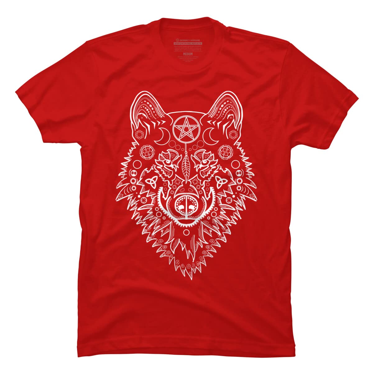 Men's Tribal White Wolf Graphic T-Shirt by Design By Humans - Stylish Casual Tee for Everyday Wear, Outdoor Adventures & Music Festivals