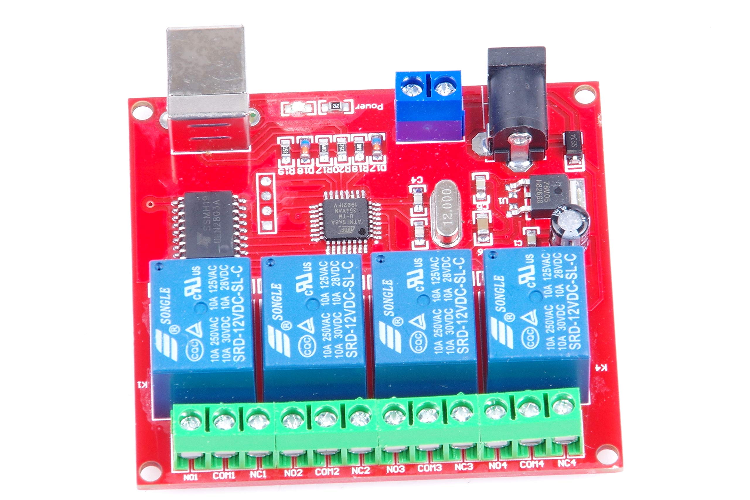 12V 4-Channel USB Relay Module - Plug & Play PC Smart Controller for Home Automation