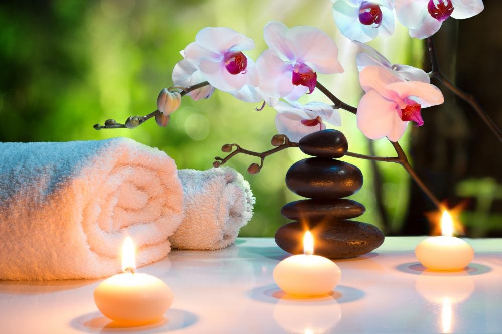 Wallmonkeys WM192219 Massage Composition Spa with Candles Peel and Stick Wall Decals - 60