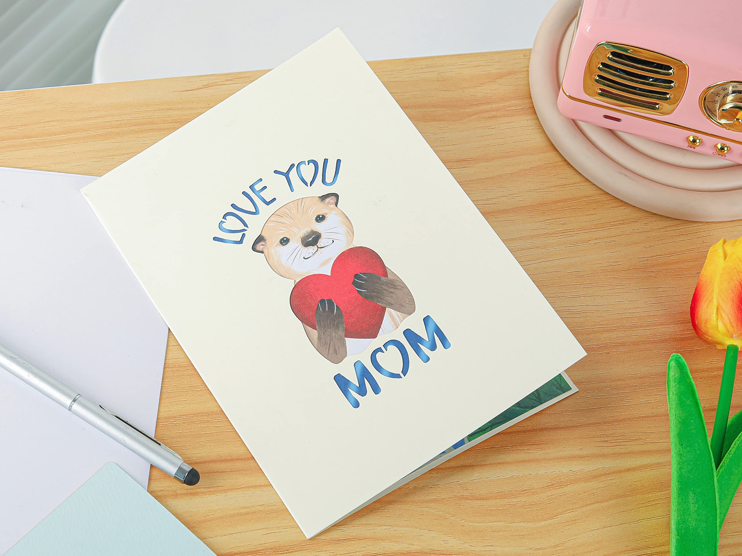 Liif 3D Pop Up Otter Mother's Day Card - First Mother Birthday Card for Mom, Grandma, Wife - Perfect for Mother's Day, Birthday, Anniversary & Special Occasions