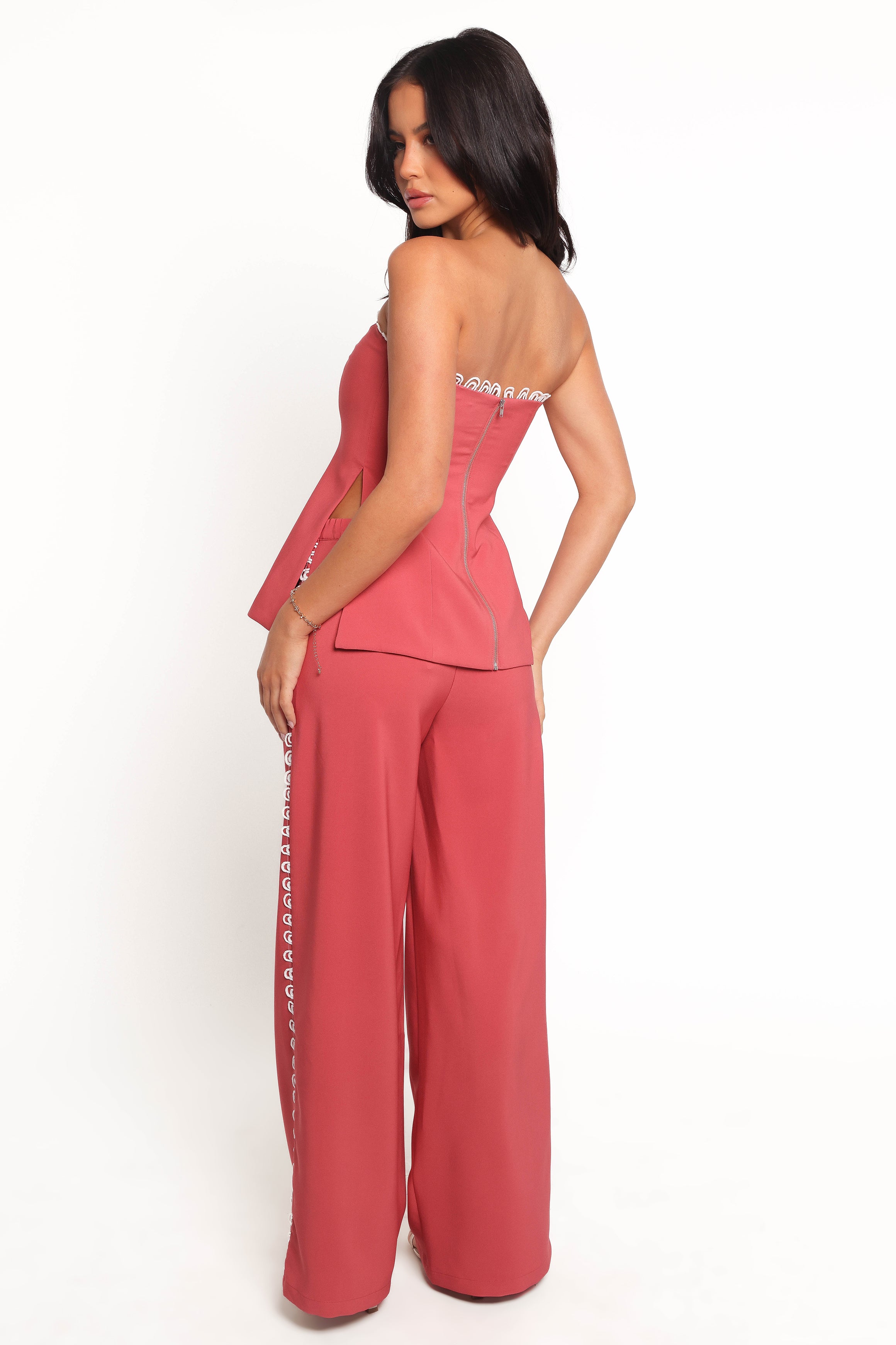 Cayla Pant - Women's High Waisted Stretch Pants in Brick Red | Comfortable & Stylish for Work, Travel & Casual Wear