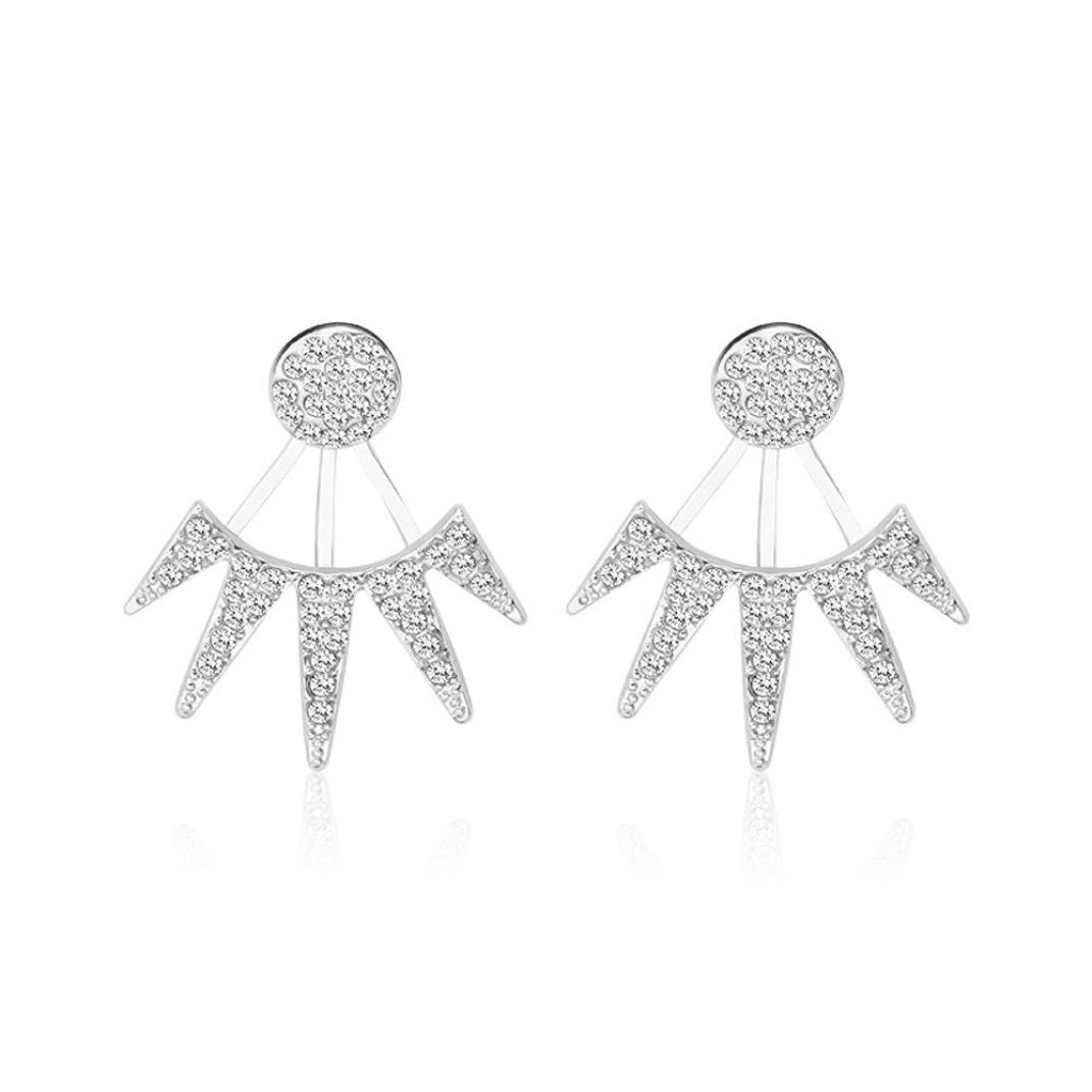 BEUU Lotus Flower Stud Earrings for Women - Elegant CZ Crystal Ear Jackets in Silver & Rose Gold - Perfect for Winter Jewelry, Parties, Weddings & Daily Wear