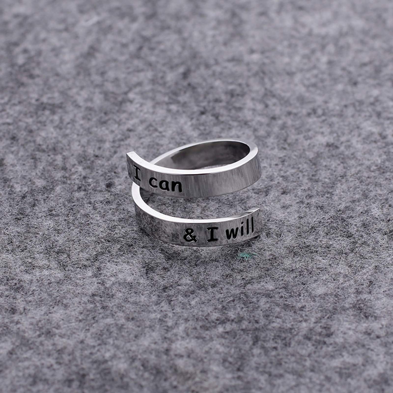 Inspirational Rings for Women - Stainless Steel Spiral Wrap Twist Ring - Personalized Encouragement Jewelry - Birthday Gifts for Her - Perfect for Daily Wear, Motivational Gifts & Special Occasions