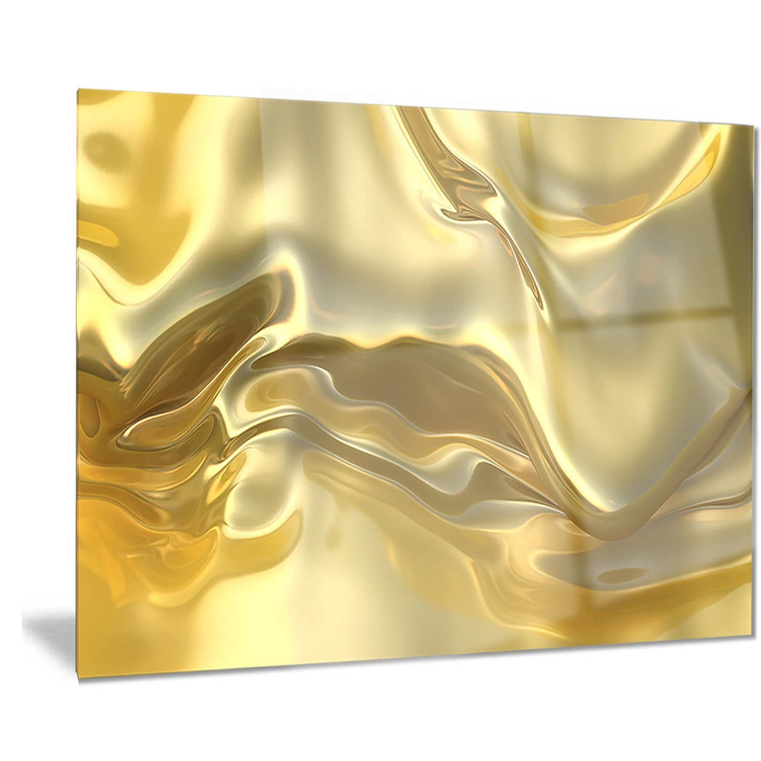 Designart Golden Cloth Texture Abstract Digital Art Metal Wall Decor - 40x30 Inches Modern Home & Office Wall Art - 30''H x 40''W x 1''D - Perfect for Living Room, Bedroom, or Office Decoration
