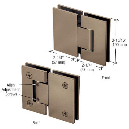 CRL V1E380BBRZ Brushed Bronze Vienna 380 Series Adjustable 180-Degree Glass-to-Glass Hinge for Shower Doors, Cabinets & Room Dividers – Durable & Stylish Hardware Solution